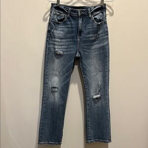 Risen Jeans Women's Distressed Straight Leg Jeans - 7 / 28